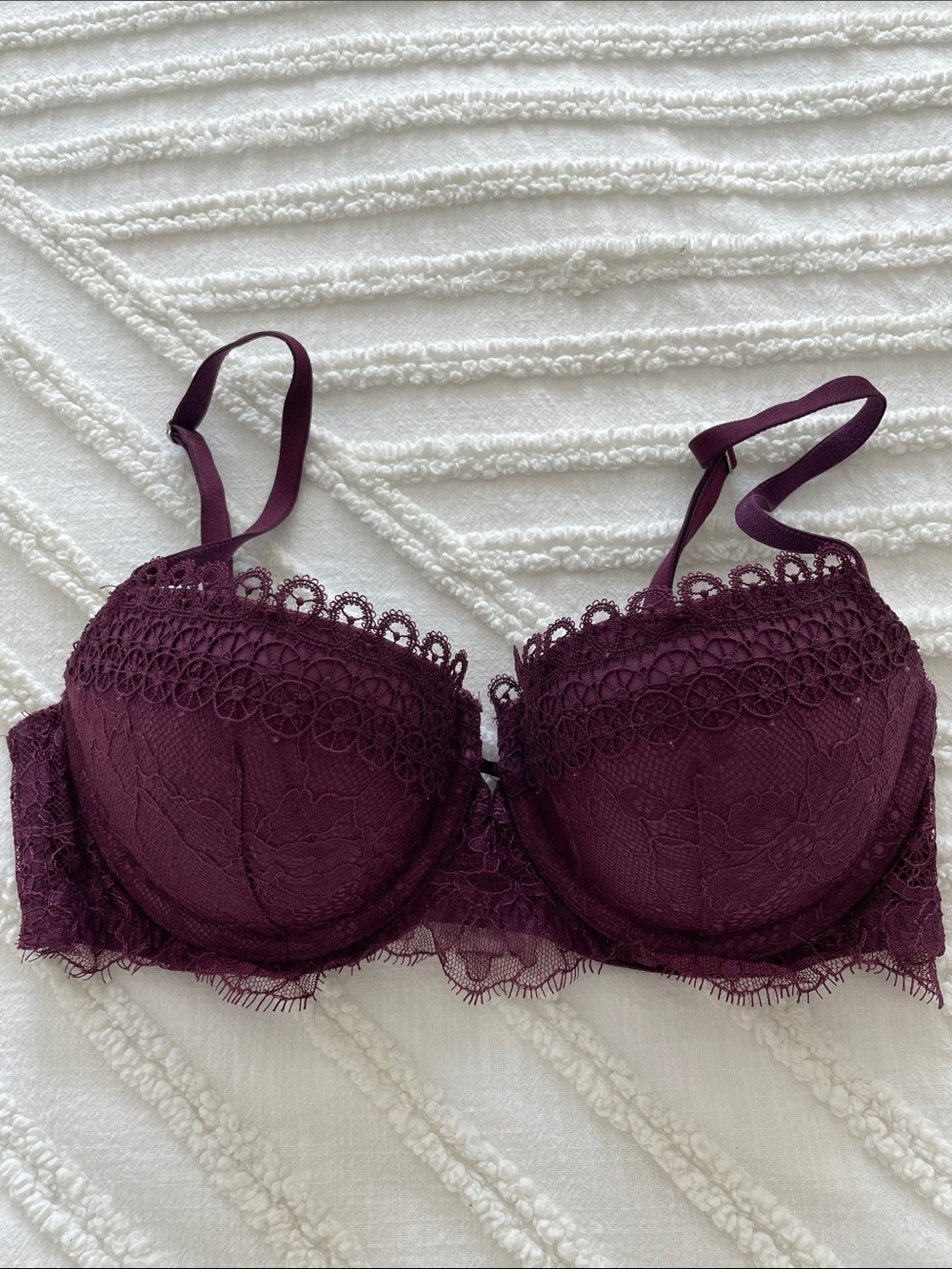VS Lace Balconette Push Up Bra - Deep Plum